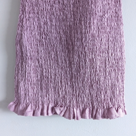 Faithfull the Brand Annibelis Ruched Linen Mini Dress Plain Iris Size Small - Picture 4 of 8